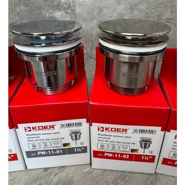 Донный клапан для раковины Koer PW-11-01 1 1/4'' универсальный (с/без перел) СLICK-СLACK (Цвет хром) (KR5790) KR5790 фото