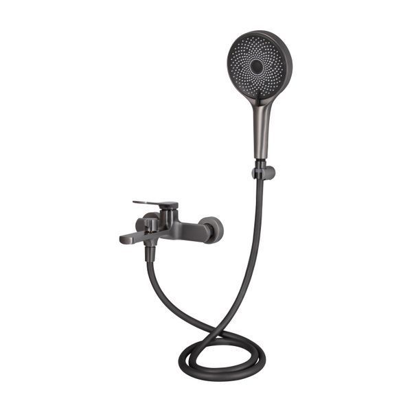 Змішувач для ванни Qtap Slavonice (з душовим гарнітуром) QTSLV259GMB48035 Gunmetal Black PVD SD00054159 фото