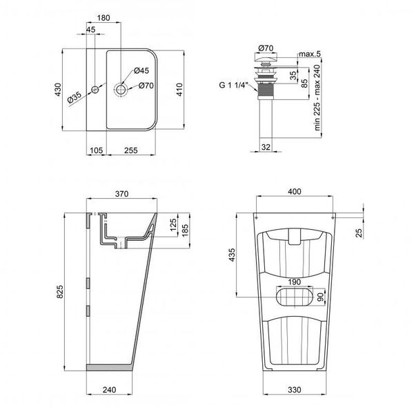 Раковина підлогова моноблок Qtap Tern 440х380х830mm White з донним клапаном QT1711G302W SD00045935 фото