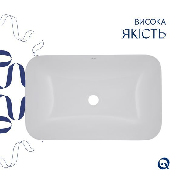 Комплект Qtap Scorpio: Раковина врезная прямоугольная 615х390х150 мм White + Донный клапан PU02 SD00053415 фото