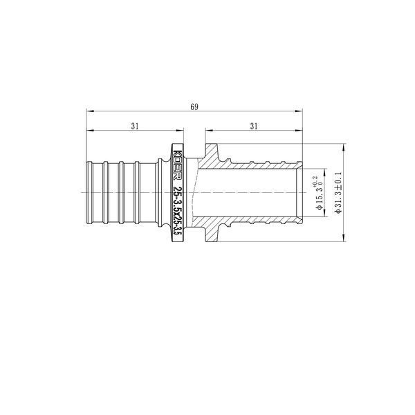 Муфта соединительная равнопроходная Koer KA.С25 - 25(3.5mm) x 25(3.5mm) (KR4857) KR4857 фото