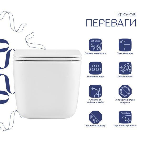Унитаз подвесной Qtap Gemini Ultra Quiet 485&times;340&times;350 мм, White, с сиденьем Slim Duroplast / Soft-close / Quick Release QTTAU26W49119 SD00055243 фото
