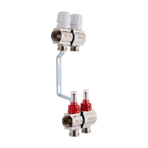 Коллектор латунный с расходомерами и евроконусами Thermo Alliance Standart 1" на 2 выхода TAS235W2E SD00055263 фото