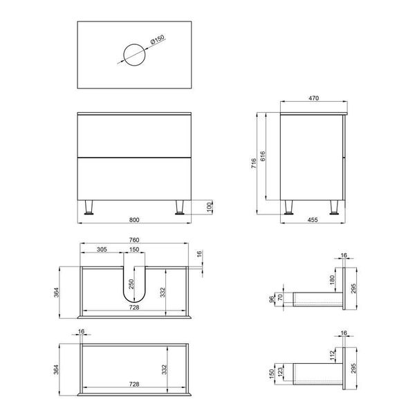 Тумба підлогова Qtap Tern 800х616х469 White зі стільницею QT1780TNL801W SD00045071 фото