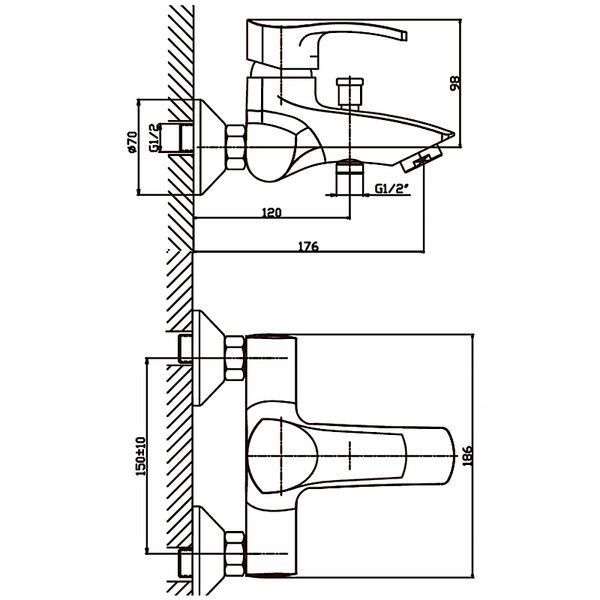 Смеситель для ванны Haiba Focus 009 (HB0124) HB0124 фото