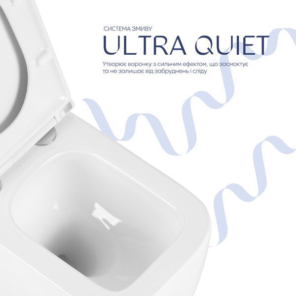 Унитаз подвесной Qtap Gemini Ultra Quiet 485&times;340&times;350 мм, White, с сиденьем Slim Duroplast / Soft-close / Quick Release QTTAU26W49119 SD00055243 фото