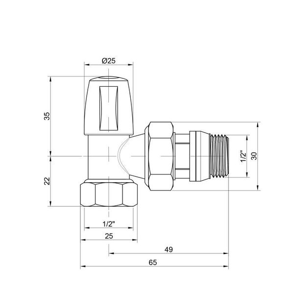 Кран радіаторний Icma 1/2" з антипротічкою кутовий без ручки No805+940 SD00017976 фото