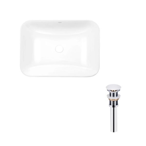 Комплект Qtap Scorpio: Раковина врезная прямоугольная 615х390х150 мм White + Донный клапан PU02 SD00053415 фото