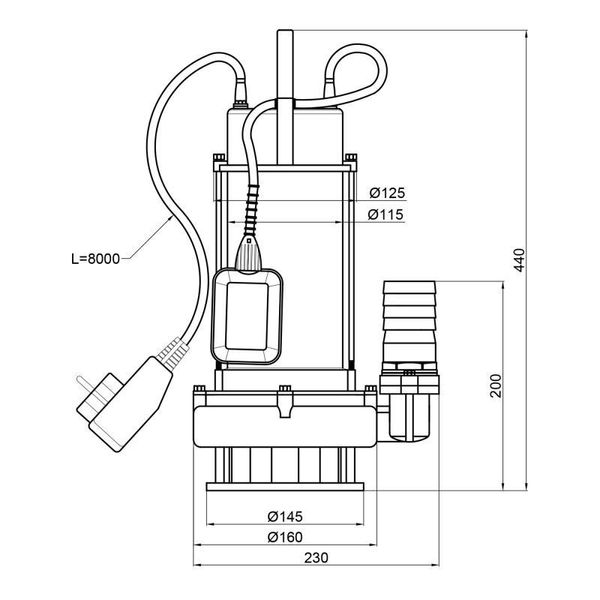 Насос фекальний Thermo Alliance WSD25-14-1,5C 1,5 кВт SD00046805 фото