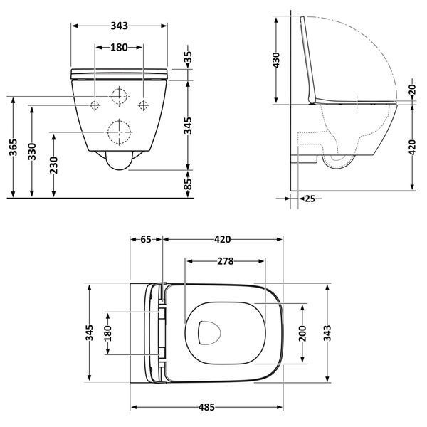 Унитаз подвесной Qtap Gemini Ultra Quiet 485&times;340&times;350 мм, White, с сиденьем Slim Duroplast / Soft-close / Quick Release QTTAU26W49119 SD00055243 фото