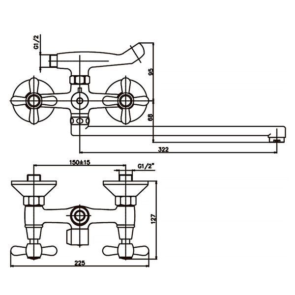 Смеситель для ванны Haiba Dominox 140 (HB0064) HB0064 фото