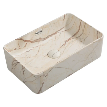Раковина накладная Mixxus Premium QUADRO-0208 MARBLE 480х315х140mm с переливом (MP6518) MP6518 фото