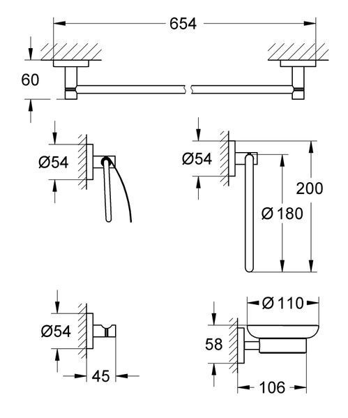 Набір аксесуарів 5 в 1 Grohe Essentials New (40344001) 40344001 фото