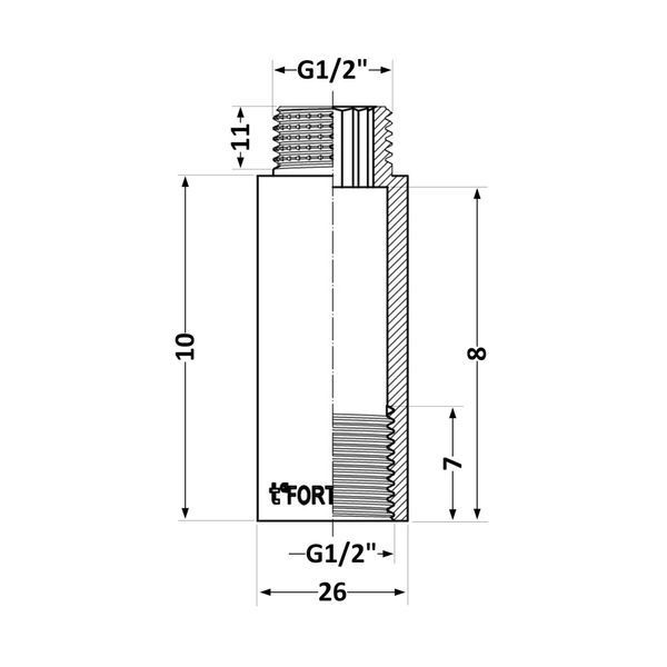 Удлинитель хромированный Thermo Alliance Forte 1/2"ВН, L=10&nbsp;мм TAF1301510 SD00054175 фото