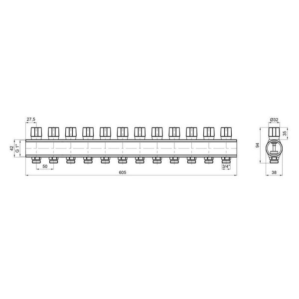 Коллектор Icma с регулировочными вентилями 1" 12 выходов №1105 (Red) SD00049604 фото