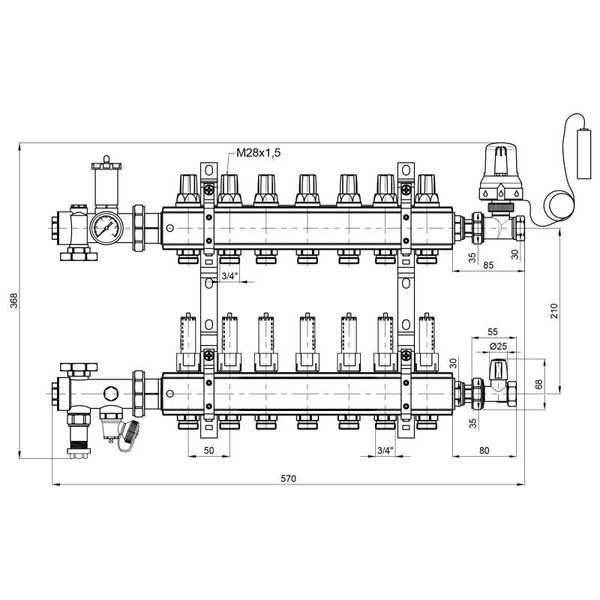 Коллекторная группа Icma 3/4" 7 выходов, с расходомером №A3K013 SD00032799 фото