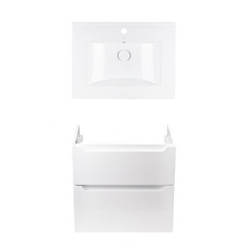 Комплект Qtap тумба підвісна Scorpio 600х585х460 мм White + раковина врізна Albatross QT71SC43964 SD00050088 фото