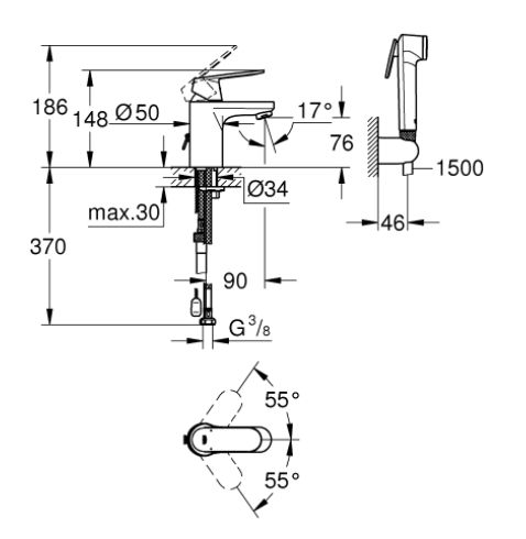 EUROSMART COSMOPOLITAN СМЕСИТЕЛЬ GROHE ДЛЯ РАКОВИНЫ 1/2 "S-РАЗМЕРА 23125000 фото