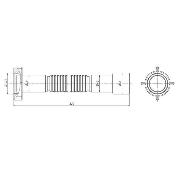 Гибкая труба Lidz (WHI) 60 01 G002 00 с накидной гайкой 1 1/2" длина 600 мм SD00042773 фото