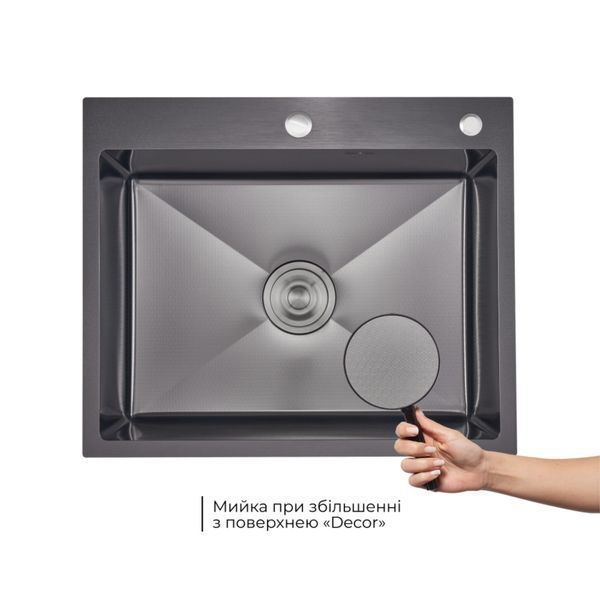 Комплект Lidz Handmade H6050HB Мойка для кухни интегрированная Decor Black PVD Honeycomb в комплекте с дозатором+ LIDZK01B Корзина для кухонной мойки SD00055253 фото