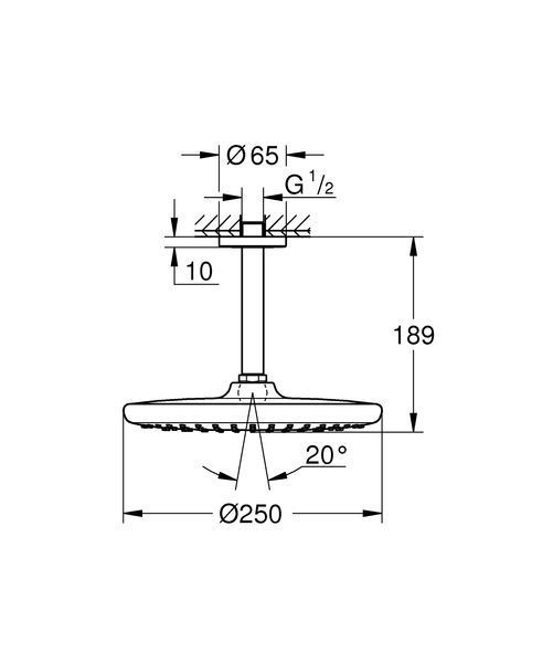 Верхній душ зі стельовим кронштейном Grohe Tempesta (260000) 26669000 фото