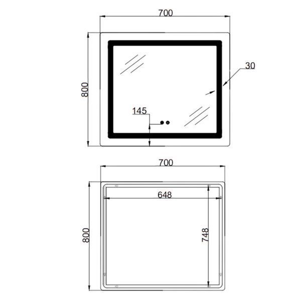 Зеркало Lidz Kubis (KU2) 700х800 с LED-подсветкой Touch, с антизапотеванием, с диммером, рег. яркости LD78LF904708048447 SD00054571 фото