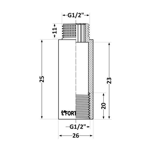 Удлинитель хромированный Thermo Alliance Forte 1/2"ВН, L=25&nbsp;мм TAF1301525 SD00054179 фото