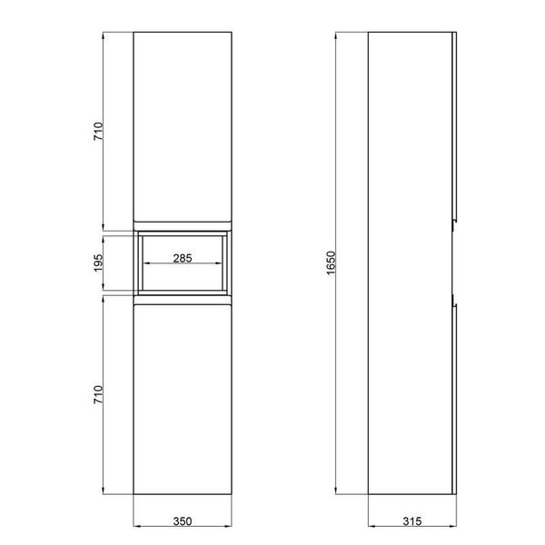 Пенал підвісний Qtap Robin N 350х1650х316 Graphite/Whitish oak QT1376PP16520RGWO SD00045886 фото