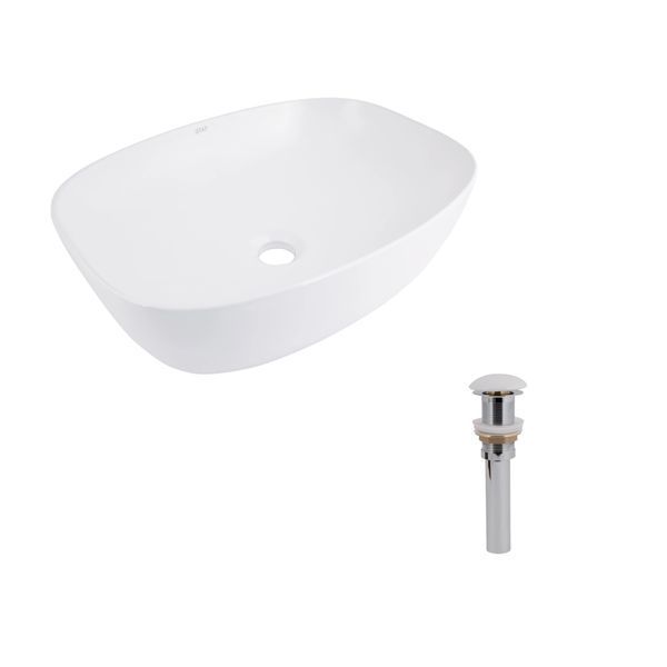 Комплект Qtap Cardinal: Раковина накладная 600x380x140 мм, White, овальная + Донный клапан Pop-up PU02 SD00054589 фото
