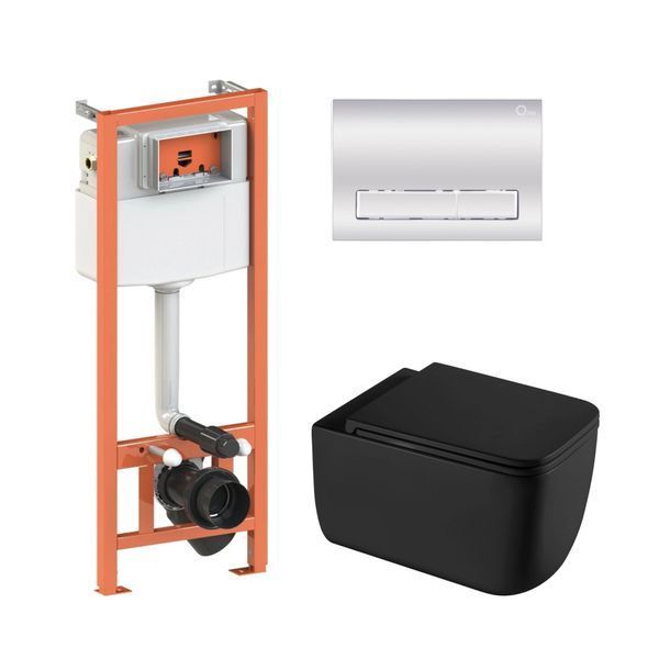 Готовое решение Qtap для ванной комнаты: подвесной унитаз Gemini Ultra Quiet 530х365х373 + комплект инсталляции Nest 4 в 1 (линейная клавиша Chrome) SD00052301 фото