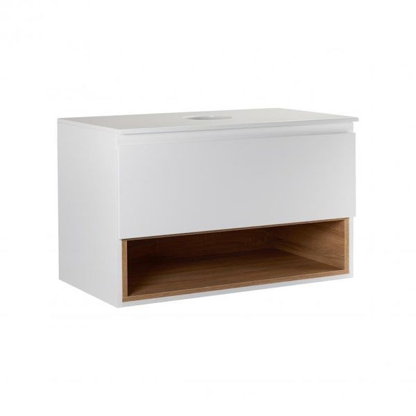 Тумба підвісна Qtap Robin 800х480х470 White/Whitish oak зі стільницею QT1379TPH8001WWO SD00045865 фото