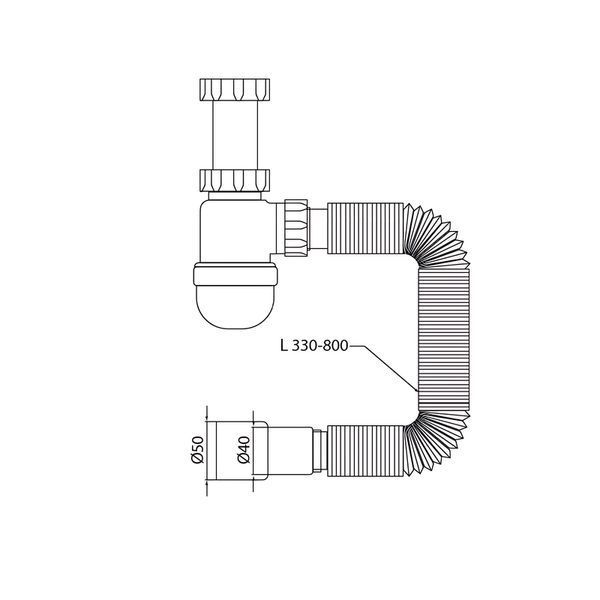 Сифон для умивальника MIXXUS SU-05-A 1 1/2"x40 без випуску 40*40/50 (MI8182) MI8182 фото