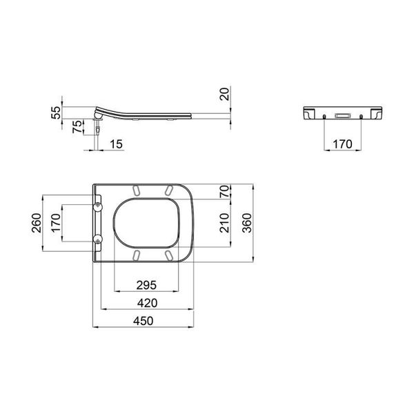 Сидіння для унітаза Qtap (Crow) з мікроліфтом Slim QT0599SC2170W SD00038756 фото