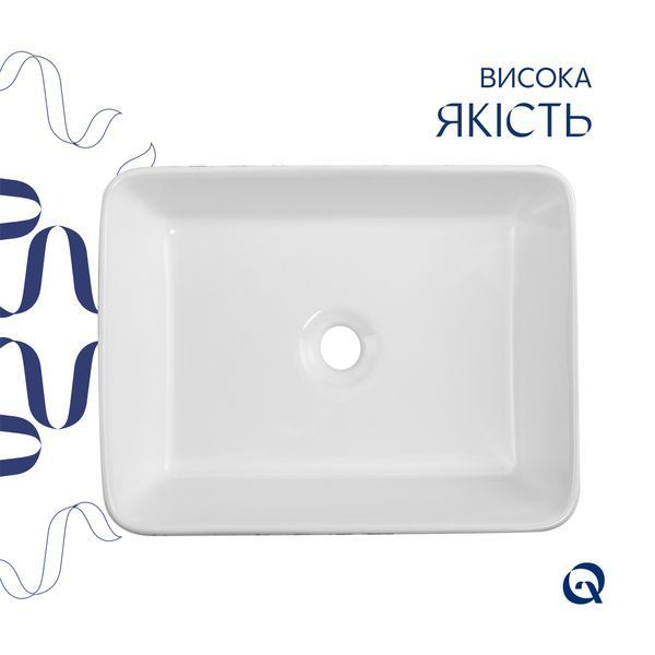 Раковина накладная Qtap Tern 480x370x135 мм, Marble, прямоугольная, с донным клапаном QT17116069MR SD00054303 фото