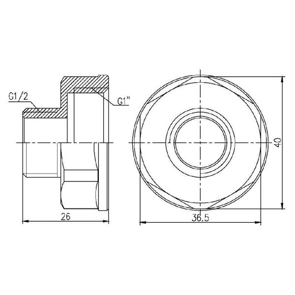 Перехід SD Forte 1"х1/2" ВН SF3602515 SD00002611 фото