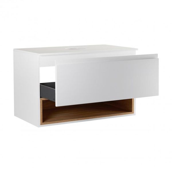 Тумба підвісна Qtap Robin 800х480х470 White/Whitish oak зі стільницею QT1379TPH8001WWO SD00045865 фото