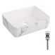 Раковина накладная Qtap Tern 480x370x135 мм, Marble, прямоугольная, с донным клапаном QT17116069MR SD00054303 фото 1