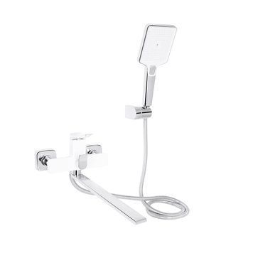 Смеситель для ванны Qtap Presto с длинным поворотным изливом (c душевым гарнитуром) QTPRE2601CRW45578 Chrome/White SD00051702 фото