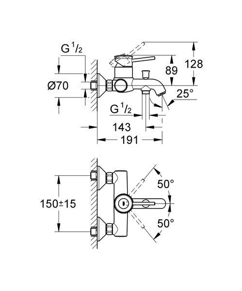 Змішувач для ванни Grohe BauClassic (32865000) 32865000 фото