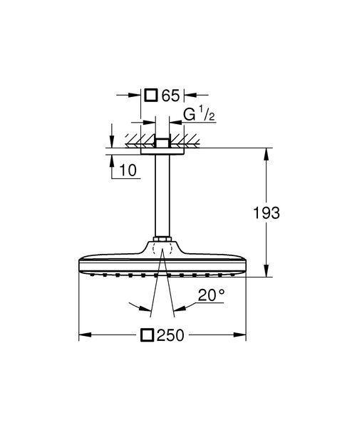 Верхній душ зі стельовим кронштейном Grohe Tempesta Cube (260088000) 26688000 фото