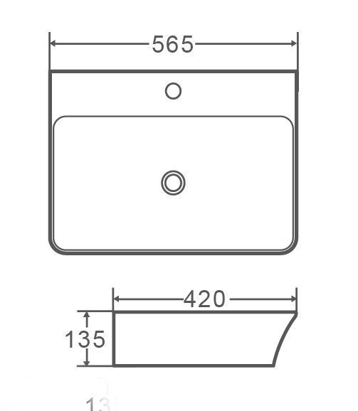 Раковина підвісна-накладна MIXXUS PREMIUM BEVEL-0202 560х415х125mm (отвір під змішувач, перелив) (MP6481) MP6481 фото