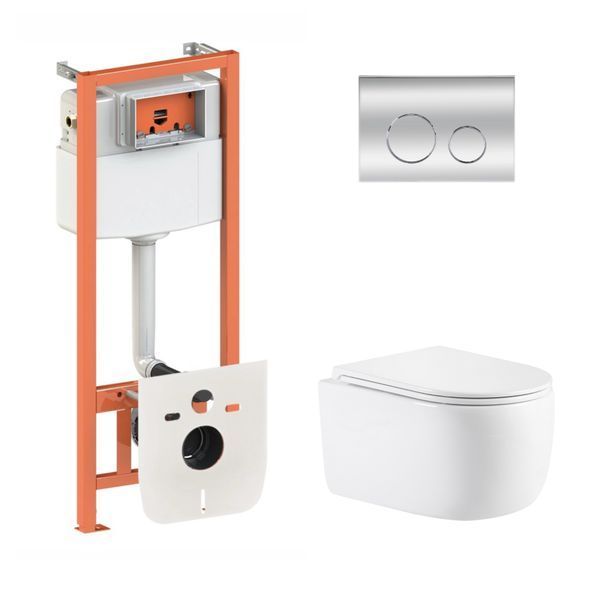 Готовое решение Qtap для ванной комнаты: подвесной унитаз Taurus Ultra Quiet 515&times;360&times;350 + комплект инсталляции Nest 4 в 1 (круглая клавиша Chrome) SD00055996 фото
