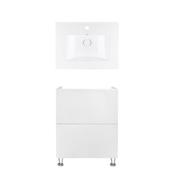 Комплект Qtap тумба підлогова Tern 600х725х437 мм White + раковина врізна Albatross QT71TE44084 SD00050208 фото