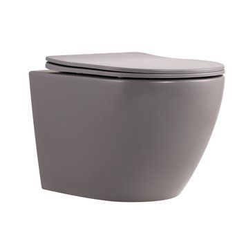 Унитаз подвесной Robin Ultra Quiet 490&times;365&times;325&nbsp;мм, Stone Grey, с сиденьем Slim Duroplast / Soft-close / Quick Release QT13332381АSSG Qtap SD00054282 фото