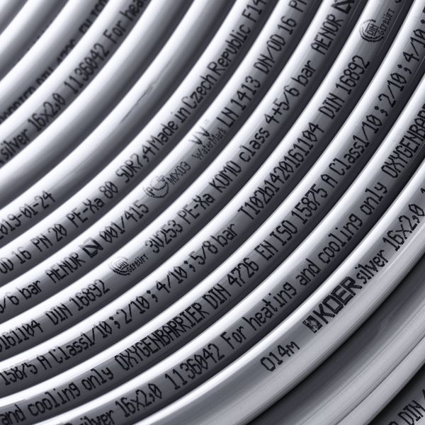 Труба для теплої підлоги з кисневим бар'єром Koer PEX-B EVOH 16*2,0 (Silver) (600 м) (KR2854) KR2854 фото