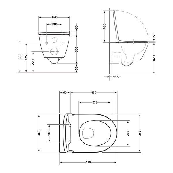 Унитаз подвесной Robin Ultra Quiet 490&times;365&times;325&nbsp;мм, Stone Grey, с сиденьем Slim Duroplast / Soft-close / Quick Release QT13332381АSSG Qtap SD00054282 фото