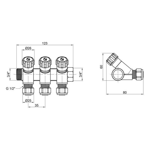 Коллектор SD Plus 3/4" 3 выхода SD230W3 SD00005182 фото