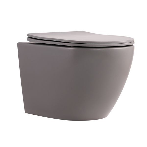Унитаз подвесной Robin Ultra Quiet 490&times;365&times;325&nbsp;мм, Stone Grey, с сиденьем Slim Duroplast / Soft-close / Quick Release QT13332381АSSG Qtap SD00054282 фото