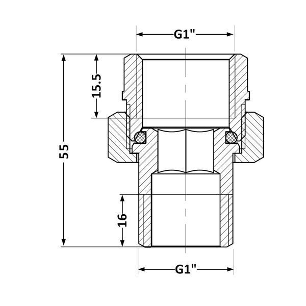 Сгон-американка Thermo Alliance Base 1"ВН никель, прямой SD190W25 SD00008324 фото