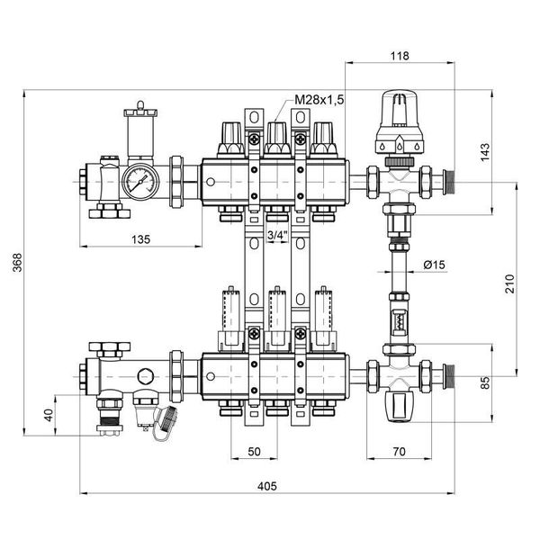 Колекторна група Icma 1" 3 виходи, з витратою NoK0111 SD00005138 фото